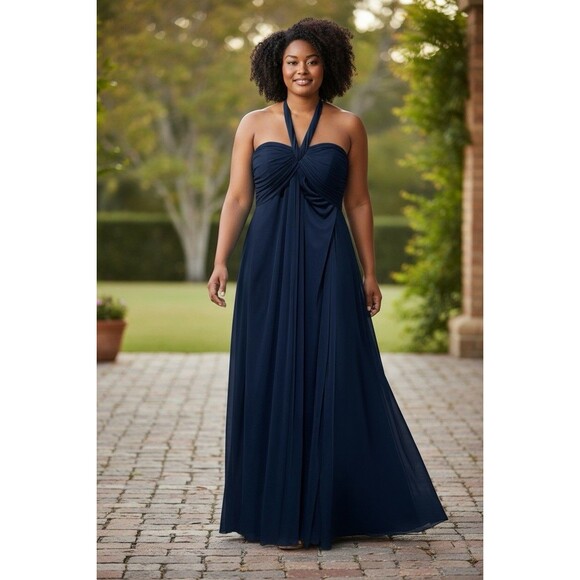 B. Smart Navy Blue Halter Formal Prom Dress Women’s Plus Size 24W 3X - Picture 1 of 8